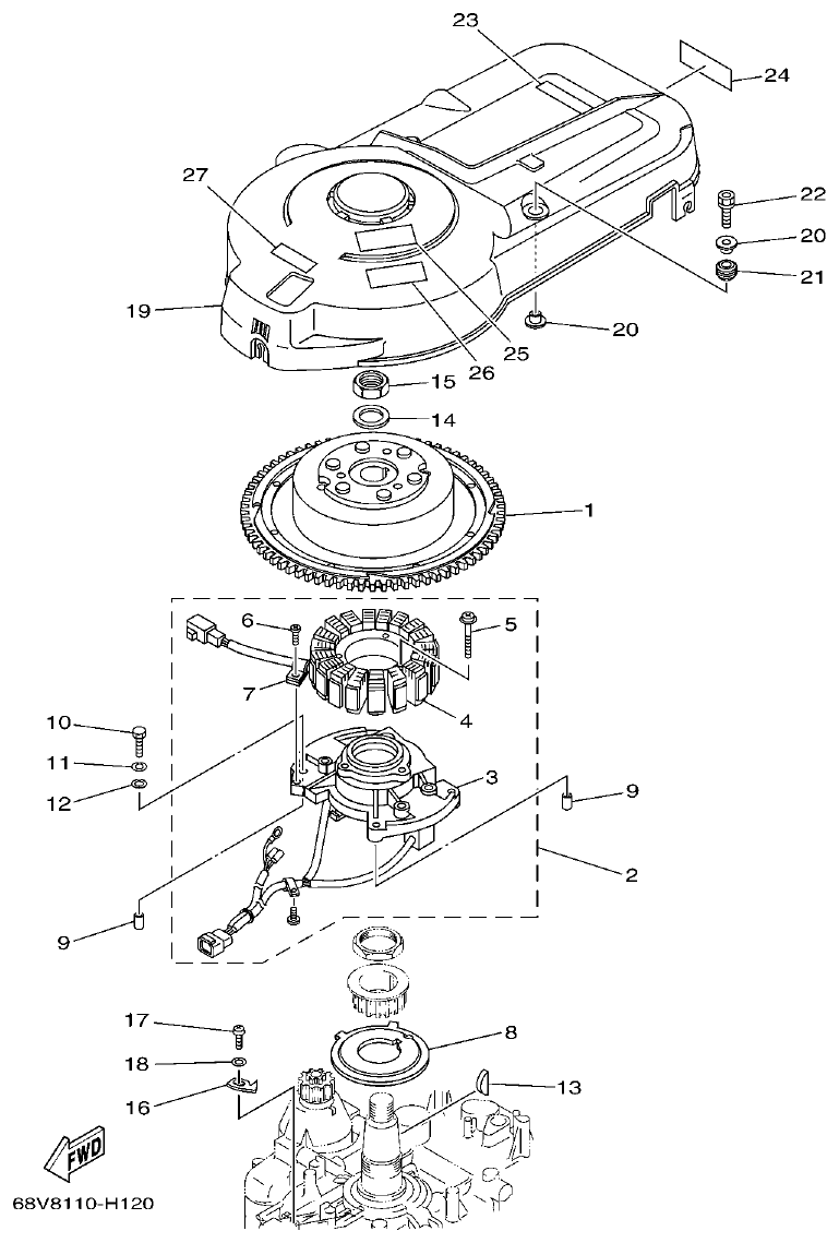 Yamaha 20 GENERATOR parts diagram